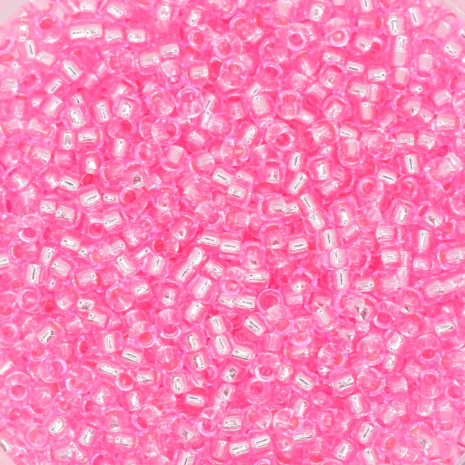 5g Toho seed beads 15/0, Silverlined pink, TR-15-38, japanese beads, transparent pink, tiny beads, Toho round, pink rocailles