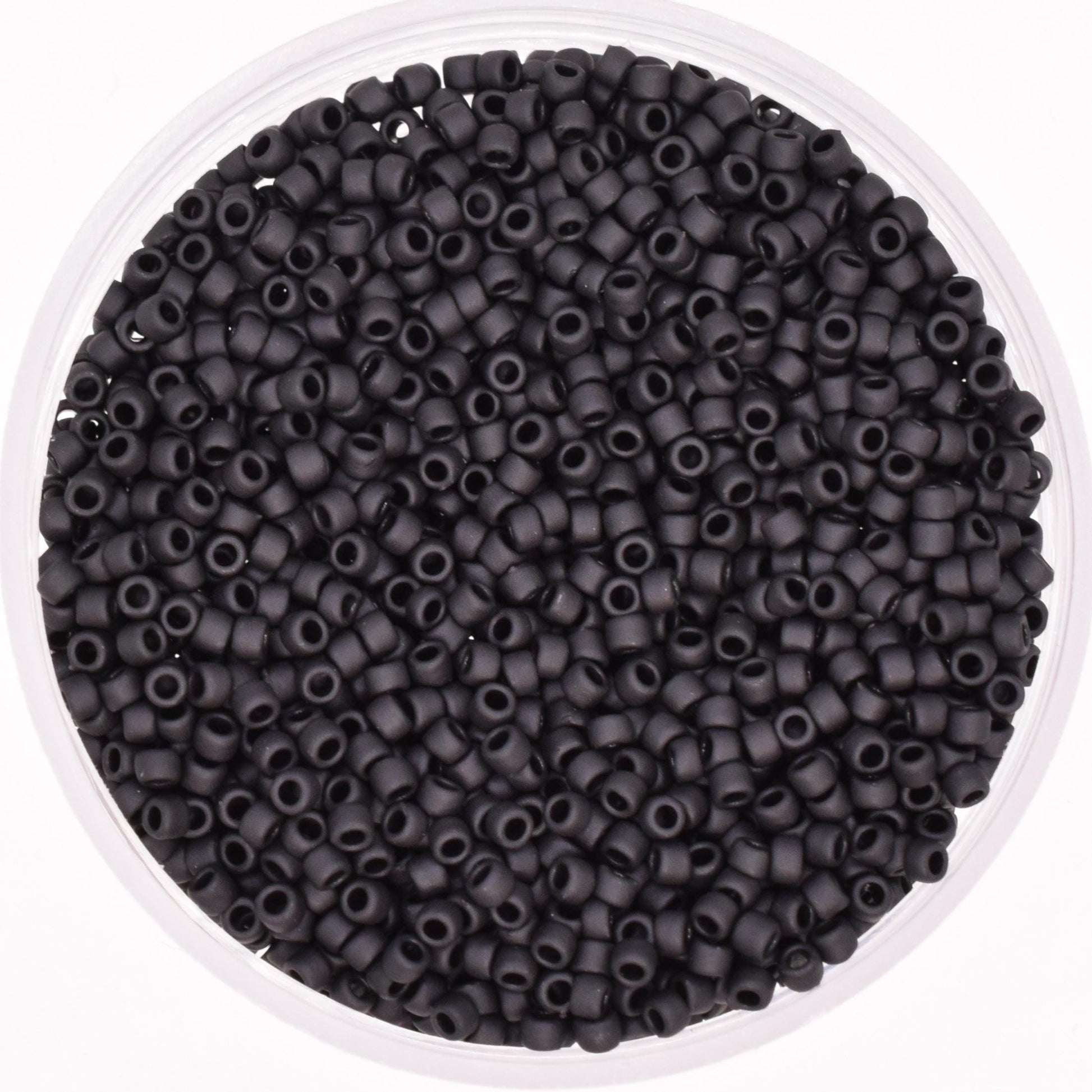 5g Toho seed beads 15/0, Opaque frosted jet, TR-15-49F, japanese beads, tiny beads, Toho round black, matte black