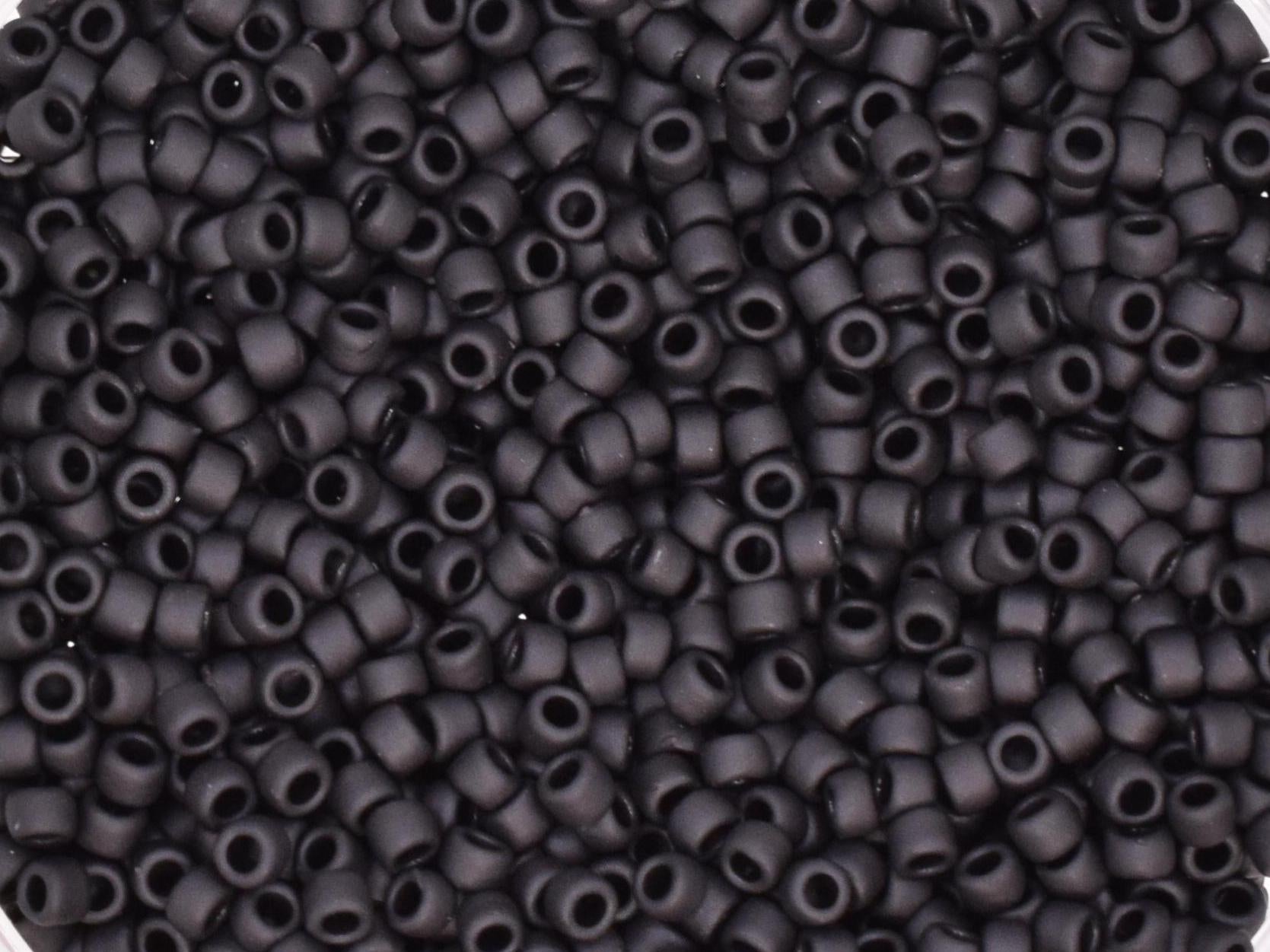 5g Toho seed beads 15/0, Opaque frosted jet, TR-15-49F, japanese beads, tiny beads, Toho round black, matte black