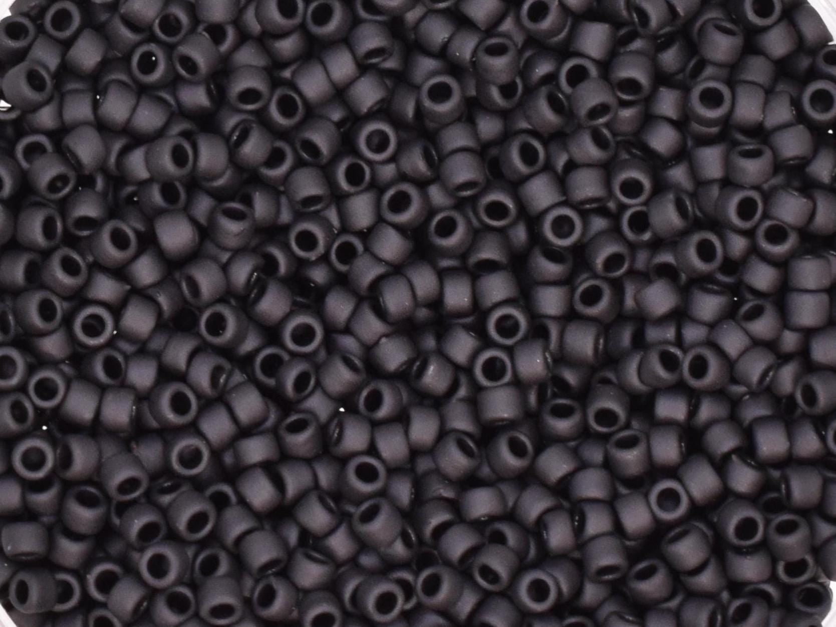 5g Toho seed beads 15/0, Opaque frosted jet, TR-15-49F, japanese beads, tiny beads, Toho round black, matte black