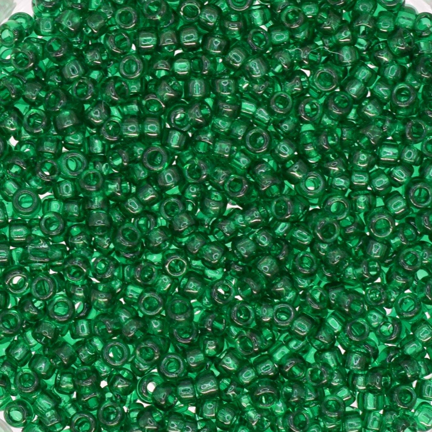 5g Toho seed beads 15/0, Transparent green emerald, TR-15-939, japanese beads, transparent green, tiny beads, dark green