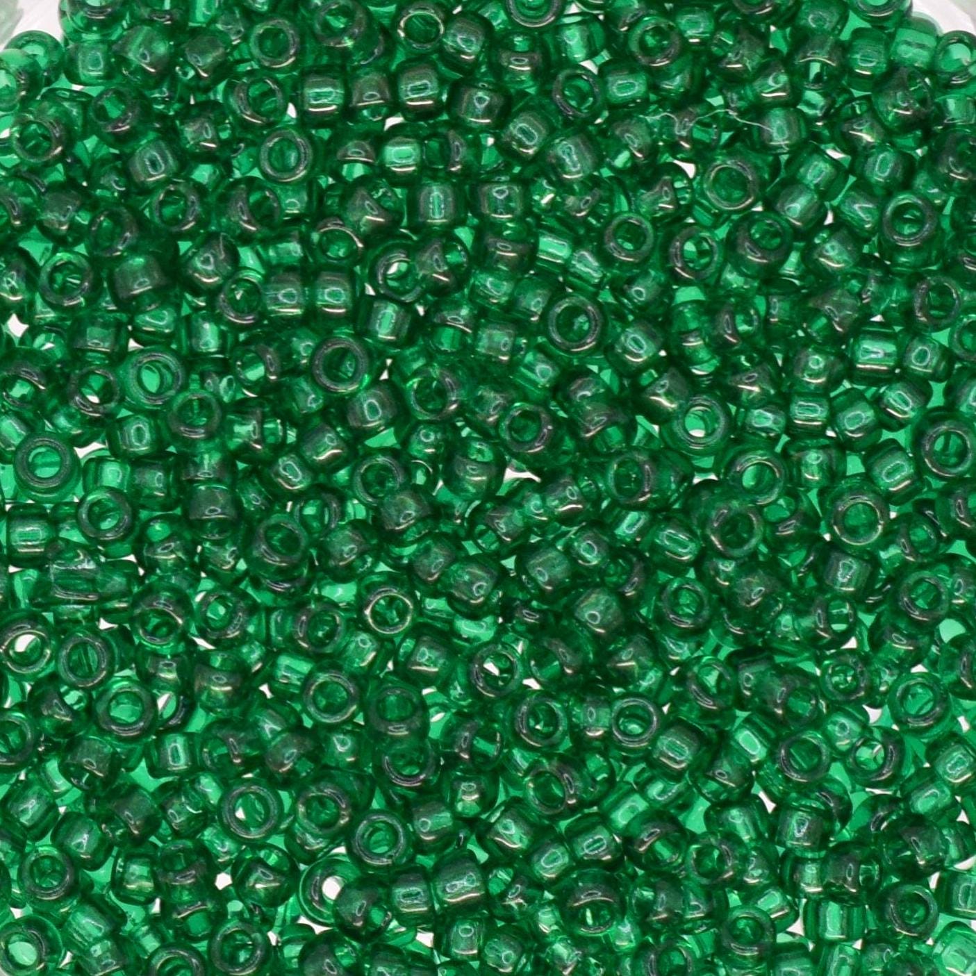 5g Toho seed beads 15/0, Transparent green emerald, TR-15-939, japanese beads, transparent green, tiny beads, dark green