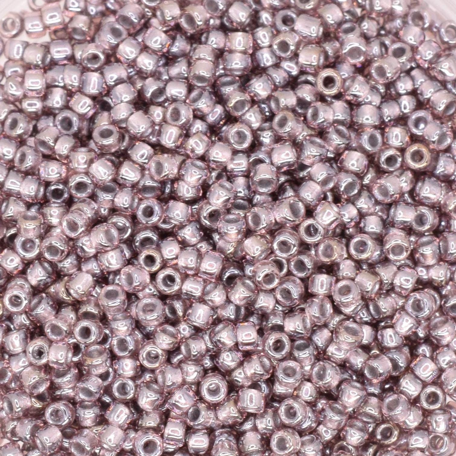 5g Toho seed beads 15/0, Silverlined luster medium amethyst, TR-15-1010, japanese beads, transparent purple, tiny beads, dark violet