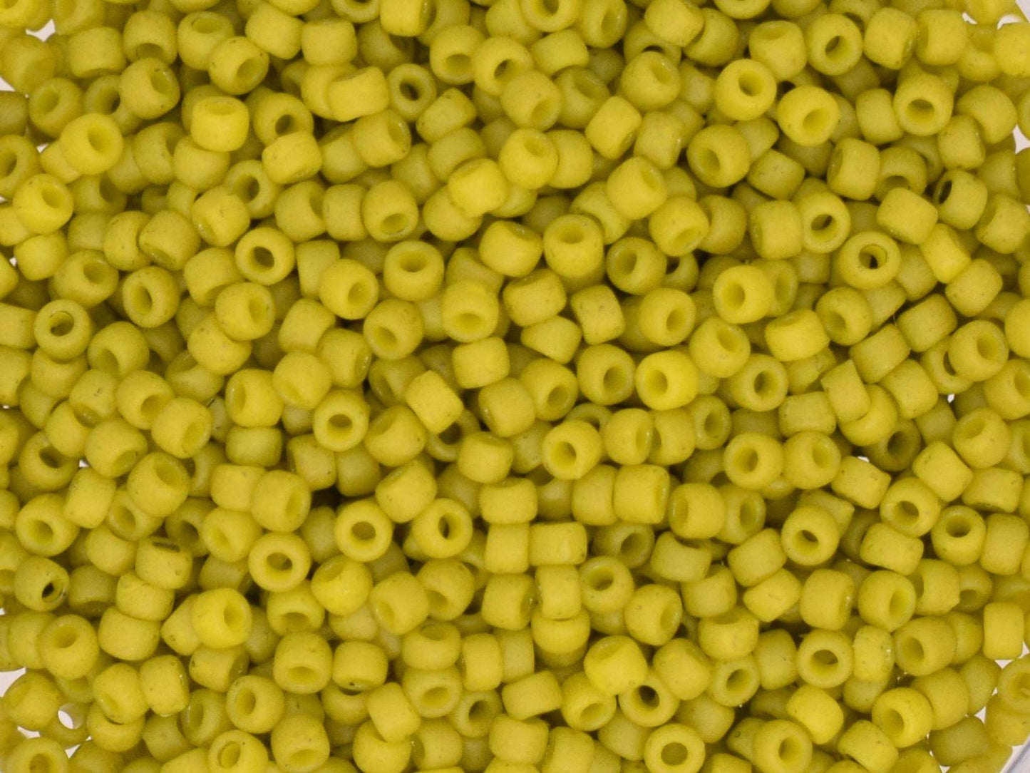 5g Toho seed beads 15/0, Semi glazed lemongrass, TR-15-2600F, japanese beads, matte lime green, tiny beads, matte yellow frosted