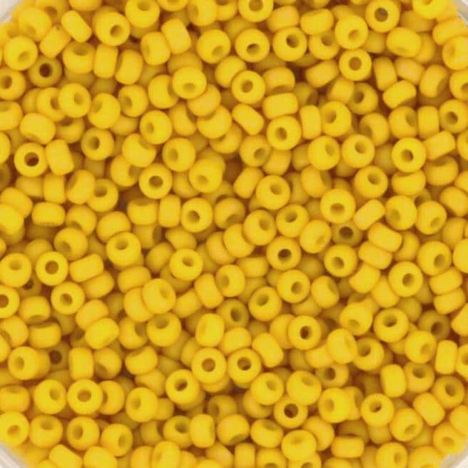 Miyuki seed beads 11/0, opaque matte canary 2311 10g, japanese beads, mustard yellow beads, size 2mm, matte yellow round rocailles