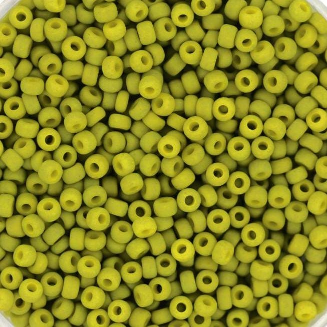 Miyuki seed beads 11/0, opaque matte lime 2316 10g, japanese beads, lime green rocailles, size 11 2mm, Miyuki matte green