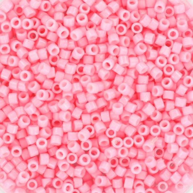 Miyuki Delica beads duracoat opaque dyed light carnation, 5g 11/0 DB 2116, cylindrical beads, light pink beads