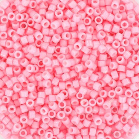 Miyuki Delica beads duracoat opaque dyed light carnation, 5g 11/0 DB 2116, cylindrical beads, light pink beads