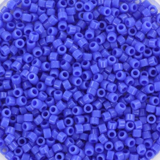 Miyuki Delica beads opaque cyan blue, 5g 11/0 color DB 1138, cylindrical beads, dark blue Miyuki DB1138, delphinium blue beads