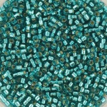 Miyuki Delica beads silverlined caribbean teal, 5g 11/0 DB1208, cylindrical beads, transparent blue Miyuki, DB 1208 turquoise silverlined