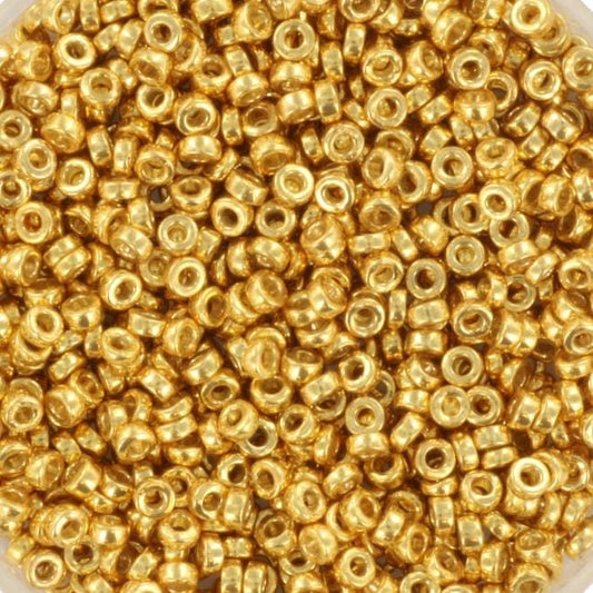 5g Miyuki spacer beads 2.2 x 1 mm, duracoat galvanized gold, color 4202, beads from japan, donut shaped beads