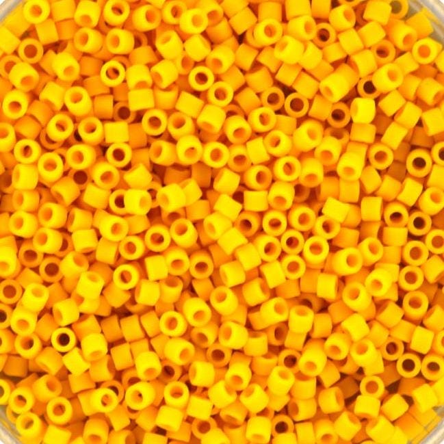 Miyuki Delica beads opaque matte canary, size 11/0 color DB1582, Japanese beads, cylindrical beads, Miyuki yellow, Miyuki DB 1582