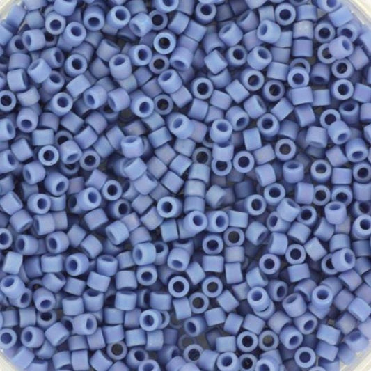 Miyuki Delica beads opaque glazed frosted rainbow soft blue, 5g 11/0 DB2318, cylindrical beads, matte luster blue 2318