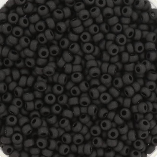 10g Miyuki seed beads 11/0, opaque matte black 401F, japanese beads, color black beads, size 2mm, Miyuki frosted black round rocailles