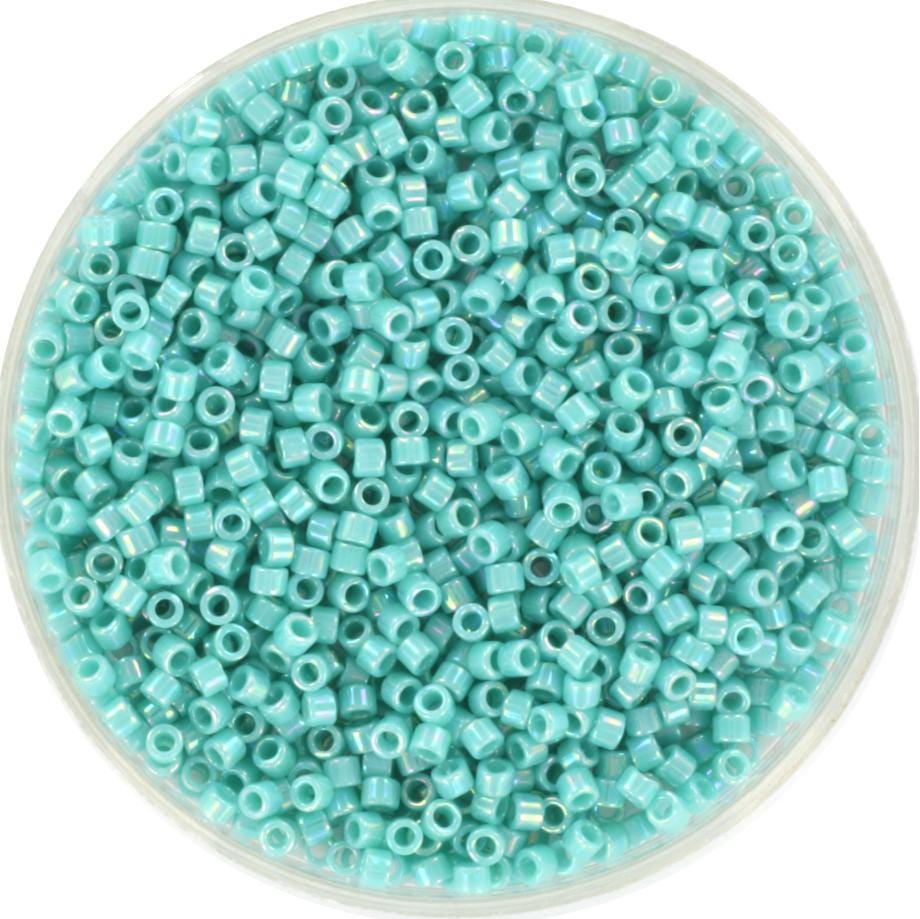 Miyuki Delica beads opaque ab turquoise green, 5g 11/0 color DB 166, cylindrical beads, Delica beads DB166, luster aqua