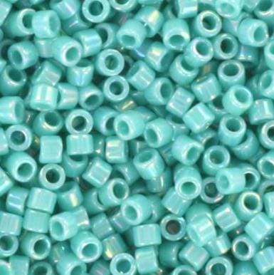 Miyuki Delica beads opaque ab turquoise green, 5g 11/0 color DB 166, cylindrical beads, Delica beads DB166, luster aqua