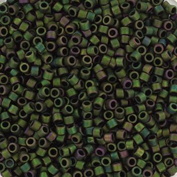 Miyuki Delica beads metallic matte iris dark green, color DB327, 5g size 11/0, japanese beads, Miyuki DB-0327, delica green AB