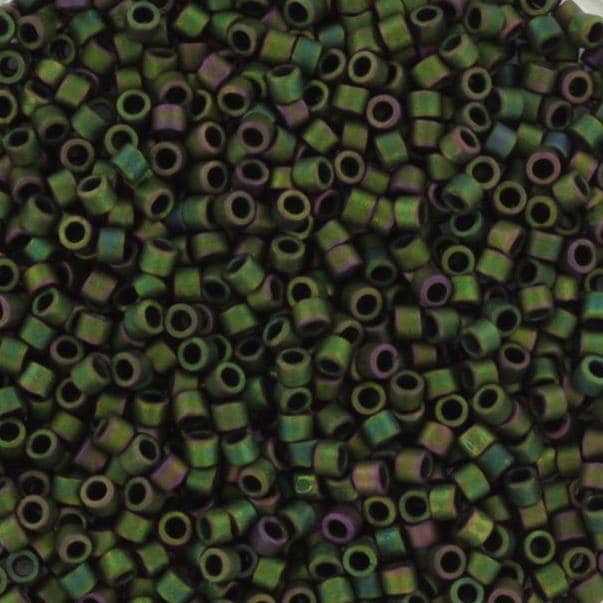 Miyuki Delica beads metallic matte iris dark green, color DB327, 5g size 11/0, japanese beads, Miyuki DB-0327, delica green AB