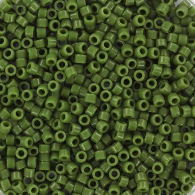 Miyuki Delica beads opaque avocado, 5g 11/0 color DB 1135, cylindrical beads, Miyuki opaque dark green DB1135,