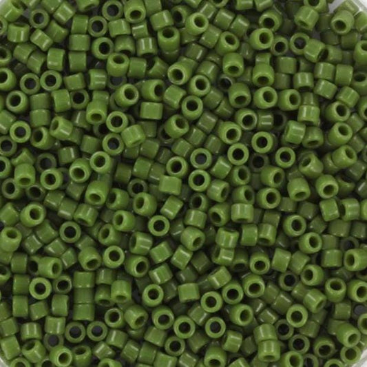 Miyuki Delica beads opaque avocado, 5g 11/0 color DB 1135, cylindrical beads, Miyuki opaque dark green DB1135,