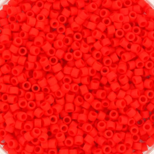 Miyuki Delica beads opaque matte vermillion red, 5g 11/0 color DB 757, cylindrical beads, Miyuki bright red beads, Miyuki seed beads red