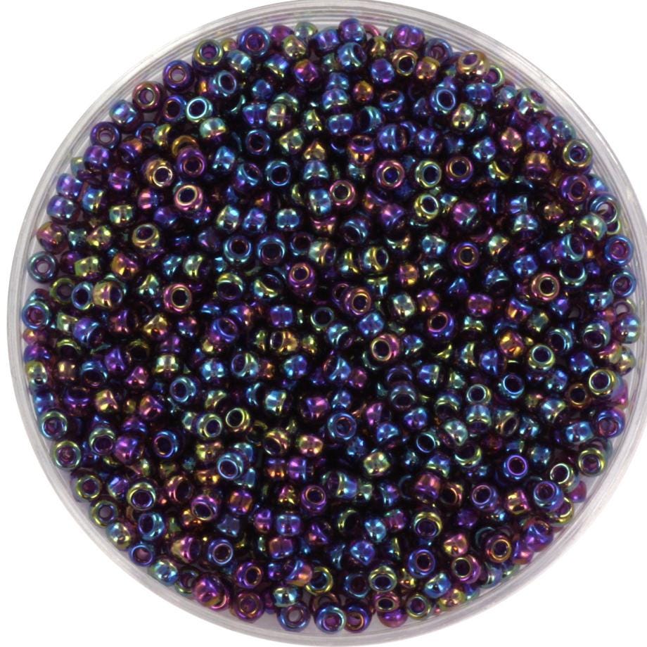 Miyuki seed beads 11/0, transparent ab amethyst, color 333, japanese beads, round rocailles, transparent purple iris