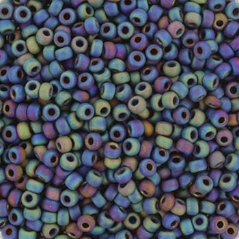 10g Miyuki seed beads 11/0, opaque matte AB black 401FR, japanese beads, color black beads, size 2mm, Miyuki frosted rainbow black