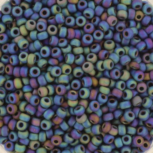 10g Miyuki seed beads 11/0, opaque matte AB black 401FR, japanese beads, color black beads, size 2mm, Miyuki frosted rainbow black