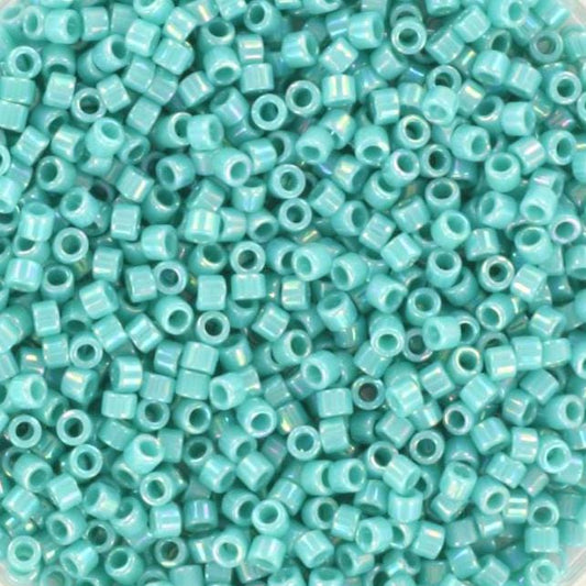 Miyuki Delica beads opaque ab turquoise green, 5g 11/0 color DB 166, cylindrical beads, Delica beads DB166, luster aqua