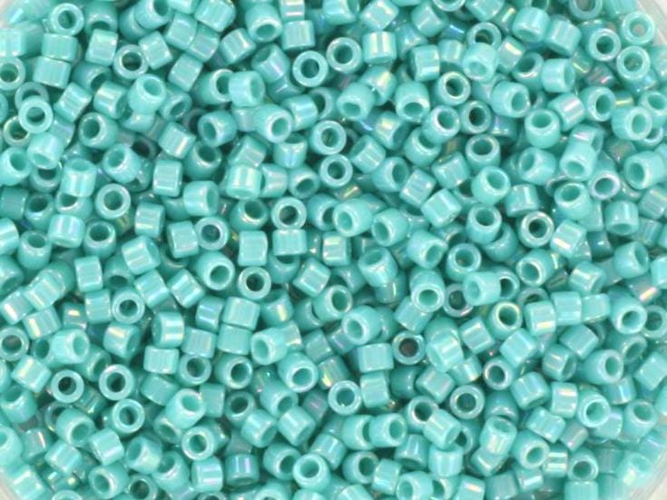 Miyuki Delica beads opaque ab turquoise green, 5g 11/0 color DB 166, cylindrical beads, Delica beads DB166, luster aqua