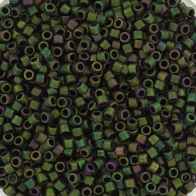 Miyuki Delica beads metallic matte iris dark green, color DB327, 5g size 11/0, japanese beads, Miyuki DB-0327, delica green AB