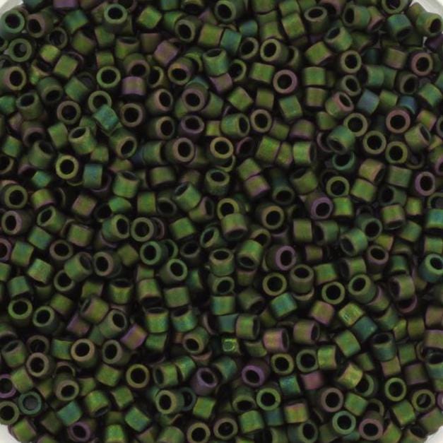 Miyuki Delica beads metallic matte iris dark green, color DB327, 5g size 11/0, japanese beads, Miyuki DB-0327, delica green AB