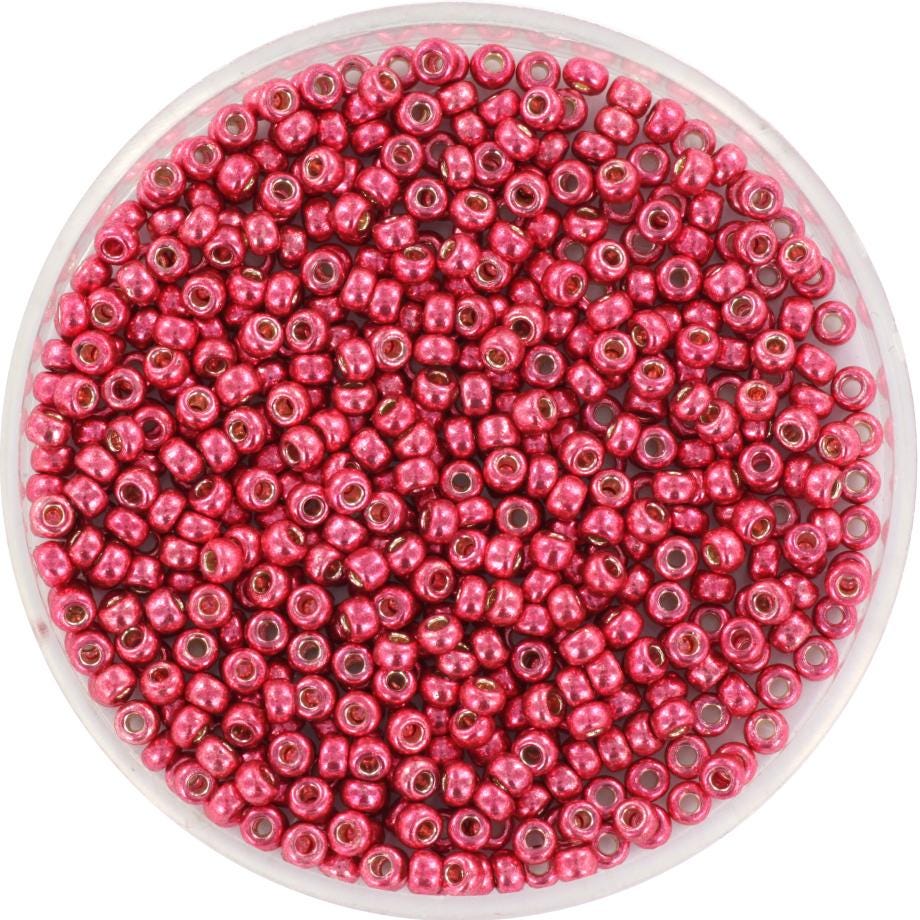 Miyuki seed beads duracoat galvanized light cranberry 11/0 4211, japanese beads, round rocailles, Miyuki metallic pink, small glass beads