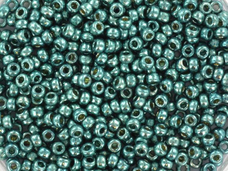 Miyuki seed beads duracoat galvanized sea foam 11/0 4217, japanese beads, round rocailles, Miyuki metallic green, small glass beads