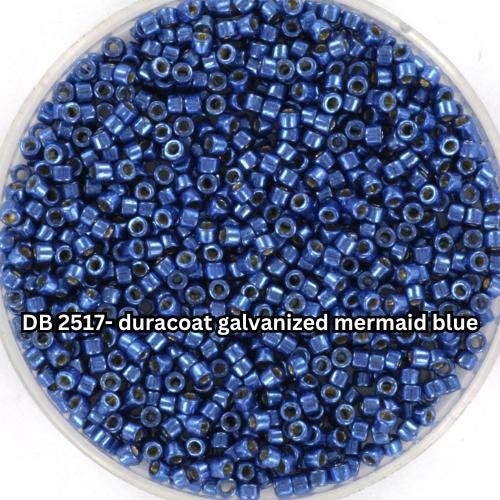 11/0 Miyuki Delica beads duracoat galvanized navy blue DB 2511, duracoat galvanized mermaid blue DB 2517, dark blue metallic, japanese beads