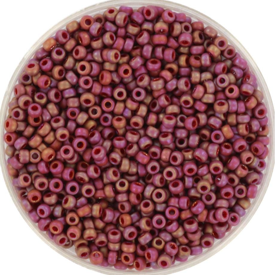 10g Miyuki seed beads 11/0, opaque glazed frosted rainbow dark red, color 4696, japanese beads, matte red, frosted glazed purple