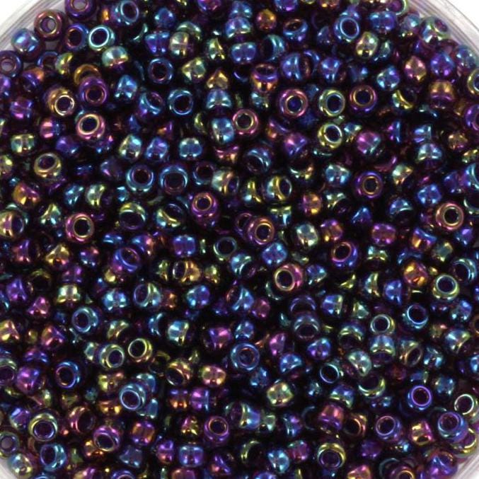 Miyuki seed beads 11/0, transparent ab amethyst, color 333, japanese beads, round rocailles, transparent purple iris