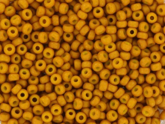 10g Miyuki seed beads opaque matte mustard yellow 11/0 2312, japanese beads, round rocailles, Miyuki frosted dark yellow, light brown