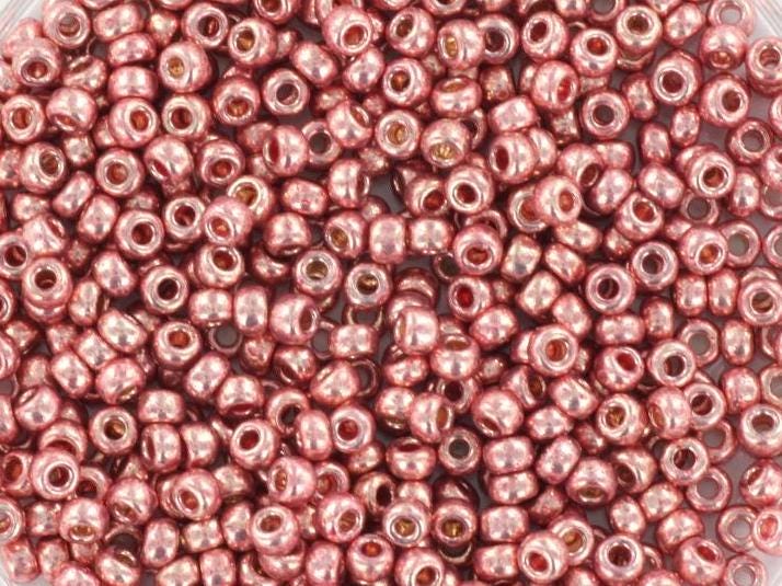 10g Miyuki seed beads duracoat galvanized dark coral 11/0 4209, japanese beads, round rocailles, Miyuki metallic pink, small glass beads