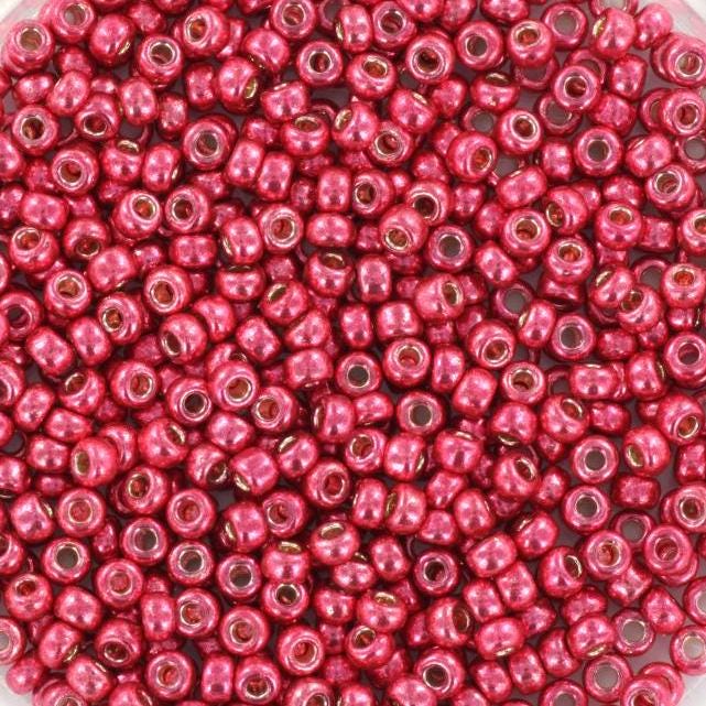 Miyuki seed beads duracoat galvanized light cranberry 11/0 4211, japanese beads, round rocailles, Miyuki metallic pink, small glass beads