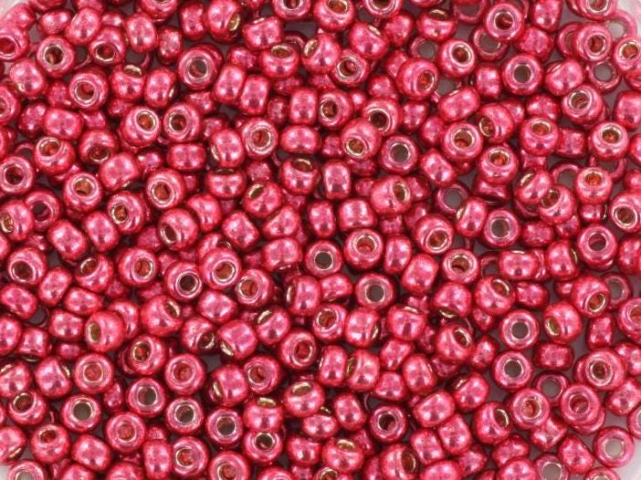 Miyuki seed beads duracoat galvanized light cranberry 11/0 4211, japanese beads, round rocailles, Miyuki metallic pink, small glass beads