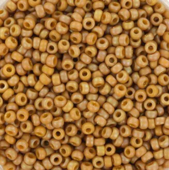 10g Miyuki seed beads 11/0, opaque glazed frosted honey bee, color 4693, japanese beads, matte brown, frosted glazed yellow, light brown