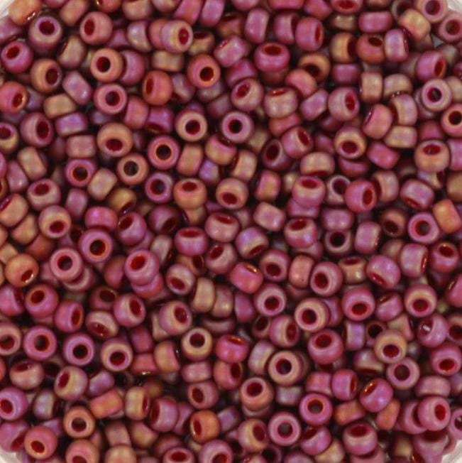 10g Miyuki seed beads 11/0, opaque glazed frosted rainbow dark red, color 4696, japanese beads, matte red, frosted glazed purple