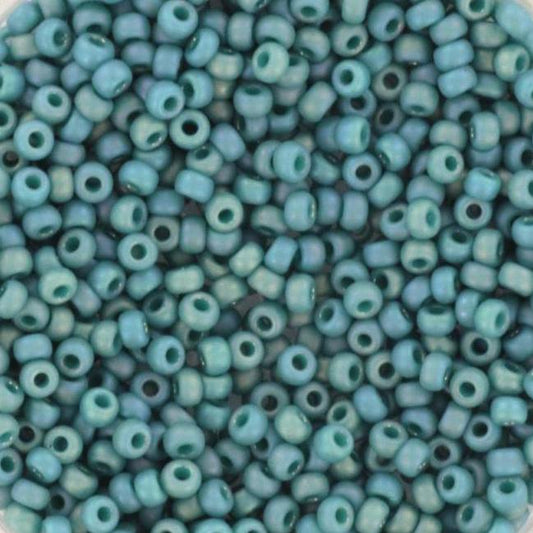 10g Miyuki seed beads 11/0, opaque glazed frosted rainbow peacock, color 4702, japanese beads, matte turquoise blue, matte teal