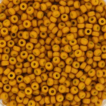 10g Miyuki seed beads opaque matte mustard yellow 11/0 2312, japanese beads, round rocailles, Miyuki frosted dark yellow, light brown