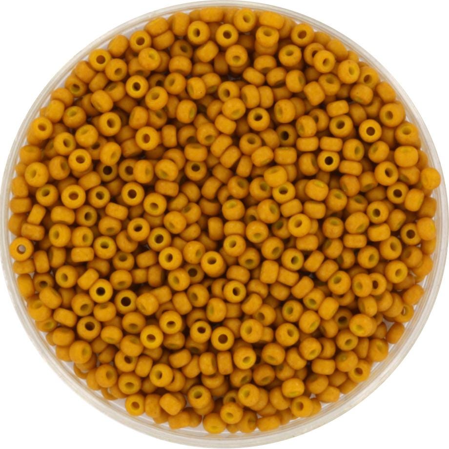 10g Miyuki seed beads opaque matte mustard yellow 11/0 2312, japanese beads, round rocailles, Miyuki frosted dark yellow, light brown