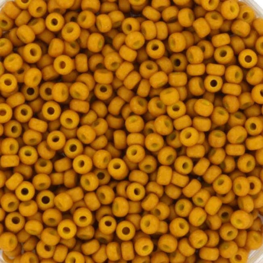 10g Miyuki seed beads opaque matte mustard yellow 11/0 2312, japanese beads, round rocailles, Miyuki frosted dark yellow, light brown