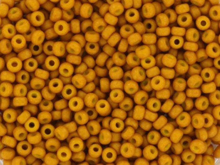 10g Miyuki seed beads opaque matte mustard yellow 11/0 2312, japanese beads, round rocailles, Miyuki frosted dark yellow, light brown