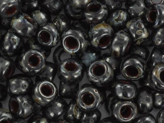 10g Miyuki seed beads 6/0, opaque opaque picasso black, color 4511, japanese beads, large marbled black beads, size 4mm, pony beads