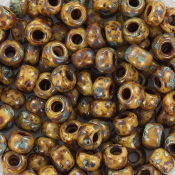 10g Miyuki seed beads 6/0, opaque opaque picasso brown, color 4517, japanese beads, large marbled brown beads, size 4mm, pony beads